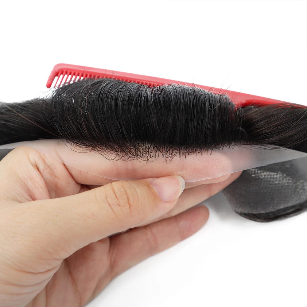 French Lace Front with Poly Back Stock Hair Replacement System - Image 3
