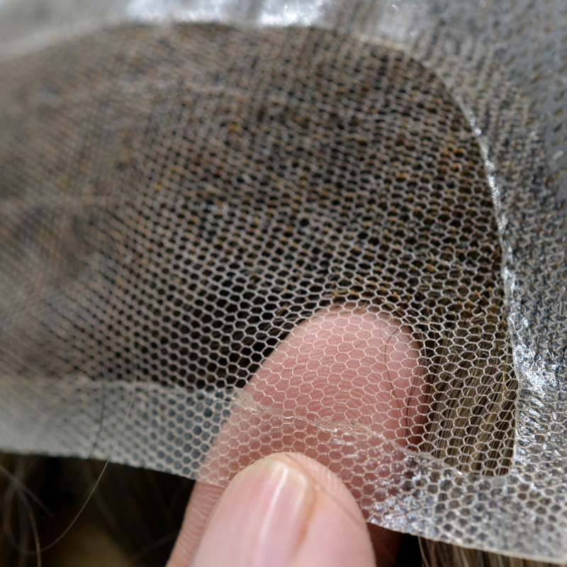 BIO Man toupee cap base transparent swiss lace in front for non-surgical hair replacement